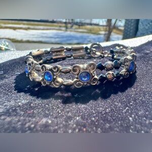 Vintage Sterling Silver Blue Gemstone Bracelet
